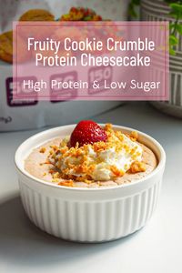 Easy blender protein cheesecake using cottage cheese and Rolling Pin Fruity Cookie Bites, this recipe is just the perfect healthy dessert.