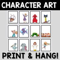 Includes 24 prints featuring many of our children's favorite book characters. If you are in need of some instant, no-prep artwork for your classroom, look no further! Simply print, laminate (if you wish), and hang! What characters are included?Fly GuyMs. Frizzle (Magic School Bus)CliffordPete the Ca...