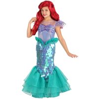 Disney's The Little Mermaid Ariel Costume for Kids:This adorable costume takes its inspiration from Ariel, the adventure-seeking protagonist of Disney's The Little Mermaid. The costume comes with a mermaid tail that has layers of large, gorgeous sequins. It also has a flare of tulle at the bottom to create a fabulous tail fin. Sparkling sea shells and ruffled sleeves on the top bring the whole look together. Your little one will be ready for her next adventure under the sea when she dresses in t