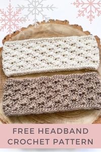 Free and easy crochet headband pattern for women in sizes small medium and large. Beginner friendly using the shell stitch for a lovely textured earwarmer pattern.