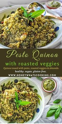 Pesto Quinoa with Roasted Veggies (vegan, healthy, gluten-free) #quinoa #pesto #healthy