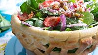 Strawberry Spring Salad in a Woven Bread Bowl