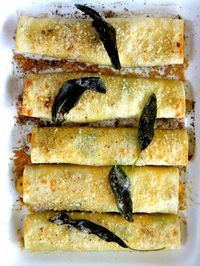 Butternut Squash Stuffed Cannelloni with Ricotta and Kale with a Brown Butter Sauce