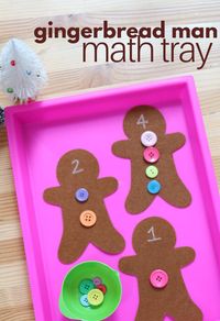 Set up this simple gingerbread man math activity in your preschool or kindergarten math center. This is a great Christmas activity for prek too!