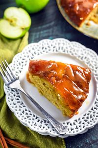 Salted Caramel Apple Upside Down Cake - Host The Toast