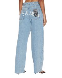 Low Rider Torn Up Straight Leg Jeans - Blue Denim  | Ksubi ++