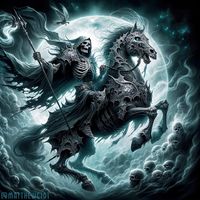 Grim Reaper riding on his deadly horse