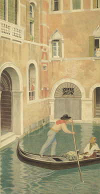 📸Pictured here is 'Rio Della Guerra, Venice' (1921) by Joseph Edward Southall, R.W.S.🔔British and European Art | London, 4 June