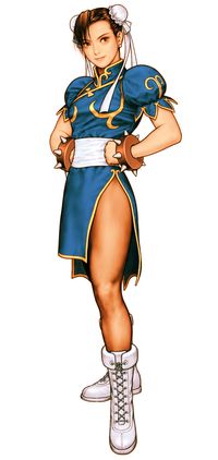 Chun Li, from the Street Fighter series of games by Capcom. First appeared in "Street Fighter II" in arcades and for home consoles in 1991.