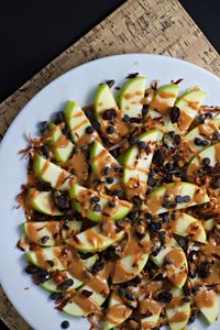 Loaded Apple Nachos via Begin With Nutrition #snackattack