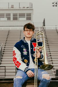 Senior Picture Poses, High School Band, Trombone Poses, Senior Boy Pictures, Senior Boy Poses, Marching Band Poses