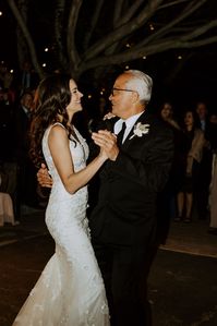 Father daughter dance Parent dad first dance Botanica the venue Oceanside San Diego California wedding venue photographer photography reception party dance floor flash photos portraits fun candid documentary photo ideas inspiration