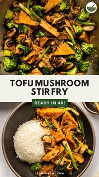 This Tofu Mushroom Stir Fry tosses crispy fried tofu and meaty mushrooms in a delicious stir fry sauce to give you an easy yet flavor-packed dinner for any night of the week! Vegan and Gluten-Free.