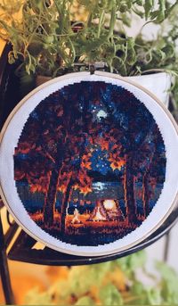 [FO] “Camp” by StitchingLand on Etsy! A lovely summer night 🌙 : CrossStitch