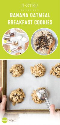 Stay on track with your New Year's resolution and enjoy a delicious morning dish with the help of these 5-Step Banana Oatmeal Breakfast Cookies. Don't worry, this recipe is anything but too good to be true! Made with ZonePerfect® Nutrition Bars, bananas, and peanut butter, you won't believe how easy this morning treat is to make. Who says sticking to your goals can't be tasty too?!