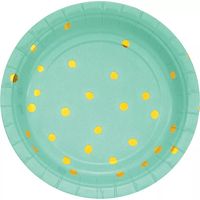 Fresh Mint Green And Gold Foil Dot 7" Dessert Plates - 8ct : Target