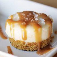 Try making these soft, creamy and delicious Mini Salted Caramel Cheesecakes for parties or any occasion! They are so easy to make and oh so addicting! #minisaltedcaramelcheesecakerecipe #minisaltedcaramelcheesecakeeasy #minisaltedcaramelcheesecakebites