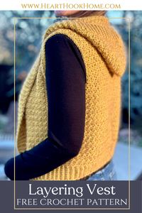 Are you always cold? Add another layer to your wardrobe without the full committment of a cardigan using this free crochet pattern for a layering vest. This pattern comes in NINE sizes from XS - 5XL and works up quickly. We use a beginner-friendly crochet stitch.