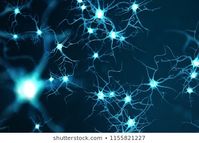 Conceptual illustration of neuron cells with glowing link knots. Neurons in brain on with focus effect. Synapse and Neuron cells sending electrical chemical signals. 3d illustration