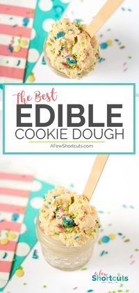 This is the best edible Cookie Dough Recipe. Not only is it mouthwateringly delicious but you can adjust the recipe for gluten free and vegan easily! JUST YUM! #vegan #glutenfree #dairyfree #dessert #cookiedough 