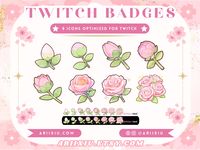 Ready to use, premade, P2U sub and/or bit badges for Twitch / Discord ! o࿐ Add some personalization to your stream by providing your community with a fun way to engage! ੈ Enhance your brand and discoverability with unique and cute graphics! 8 Badges in multiple sizes are provided as digital downloads, all included in this pack! ┊͙ ˘͈ᵕ˘͈ Showcase your subscriber's time growing with your community 🌹✨ through our gorgeous Rose Bloom Badges! 🌹 WHAT AM I BUYING ? 🌹 ✧ Rose Bud Badge ✧ Rose Bud Peak