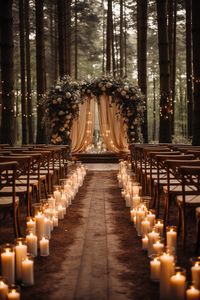 Step into the magical realm of a nighttime forest wedding with these enchanting entrance ideas. Let the flickering lanterns and candlelit path guide you towards an unforgettable celebration under the stars.