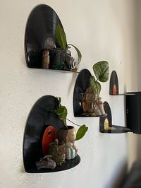 "Buy 3 and get 1 FREE Music lover? Showcase small picture frames, rocks, sentimental items, cameras, etc. on your wall with a record shelf! It's perfect functional wall art. These also can be used as book ends! 😍 Just hang it up with a velcro command strip or two- depending on how much you want the shelf to hold, and fill the shelf with your favorite items!  This record shelf is perfect for gift giving, or decorating your own room! I have these all around the house... the bathroom to hold air f