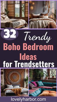 Discover artistic boho bedroom ideas for a serene sanctuary! Immerse yourself in a world where creativity meets comfort, blending vibrant textures with earthy tones for a space that breathes uniqueness. Get inspired by these 32 boho bedroom designs. Start transforming your space now! #BohoBedroom #HomeDecor #InteriorDesign