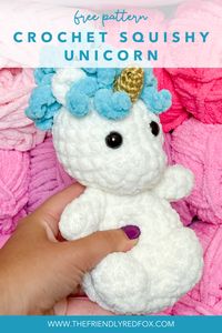 If you want a magical, lovable and squishable friend, this free unicorn crochet pattern is just what you need! This works up quickly with blanket yarn, so you can make many for markets or for gifts!