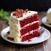 Red velvet cake is a popular and visually striking dessert known for its vibrant red color and rich, moist texture. It's often described as a cross between a vanilla and chocolate cake, with a subtle hint of cocoa flavor.