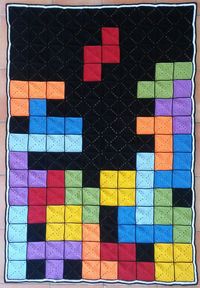 It took me a couple of months, but I’m very proud of my self made tetris blanket