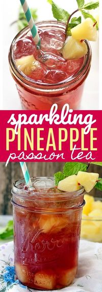 Sparkling Pineapple Passion Tea - If you like Tazo Passion Tea, then you will love this refreshing twist on your favorite drink! Made with three simple ingredients and perfect for sipping on this summer. @starbucks @walmart #ad #CraftYourCool