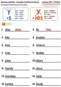 #MamaLovePrint #SingularPluralNouns #PluralNouns #SingularNouns #Plural #Singular

#EnglishGrammar #Grammar #GrammarWorksheets #ESLWorksheets #EnglishTeachingResources #LearningEnglish #EnglishWorksheets #EnglishWorksheet #EnglishPrintable #EnglishPDF #WorksheetPDF #FreeDownload #HomeLearning #FreeExercise

#Primary1English #Grade1English #EnglishForGrade1 #FirstGradeEnglish #1stGradeEnglish #Primary1English 