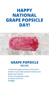 Happy National Grape Popsicle Day! Let's celebrate by making the popular summer treat. This grape popsicle recipe is a great way to get a serving or two of fruit into your little one's system. Simply follow this quick recipe and you'll be serving up a summer treat in no time!💜