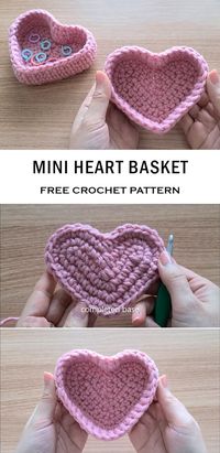 Crochet Mini Heart Basket or Bowl