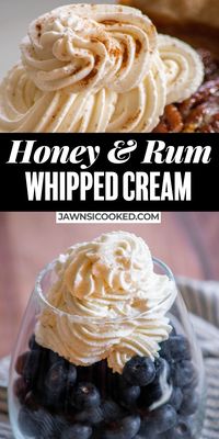 Take your pies, cobblers and sundaes to the next level with my easy Alcohol Infused Honey & Rum Whipped Cream! So much better than store bought, and ready to go in a matter of minutes!