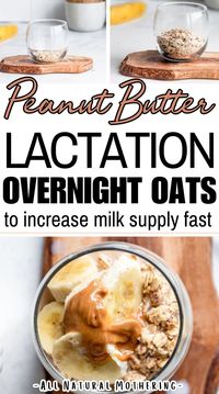 Quick and easy lactation overnight oats recipes to increase milk suply fast. Quickly increase breastmilk supply with this healthy and simple over night oatmeal recipe with peanut butter. Protein packed peanut butter breastfeeding overnight oats recipe.