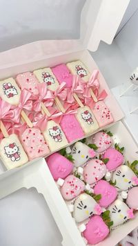 Pink and cute Hello Kitty Party snacks inspo 💖💘 | (cred: insta: sisterberriess)