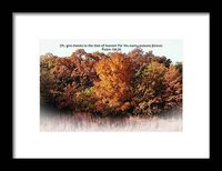 Pretty Autumn Fall trees with fog lifting and bible Scripture from Psalm 136:26 on the image. #faith #bible #Scripture #trees #autumn #fall #season #fog #art #decor #Christian