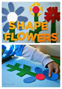 Do your kids have a felt board?     Felt Shape Flowers Activity from Fun-A-Day! at B-InspiredMama.com - #kids #learning #preschool