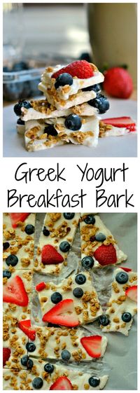 Greek Yogurt Breakfast Bark is a power-packed treat! Just 5 ingredients is all it takes to make this on-the-go breakfast and snack!