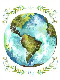 "Dear Earth" Kid's Wall Decor by Katie Daisy for Oopsy Daisy, Fine Art for Kids 18x24 $119