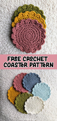 One of these quick and easy crochet coasters can be made in under 30 minutes. That makes them the perfect project for an afternoon or evening crochet session. Use this free pattern to make easy handmade gifts for friends and family.