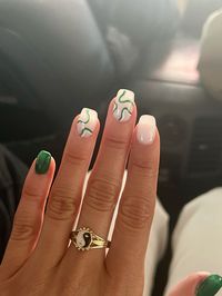 St. Patrick’s Day, nails, nail art, ring, green nails, white nails, holiday nails, short nails