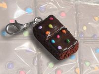 Cosmic brownie polymer clay charm with lobster claw clasp, handmade food charm perfect for keychains, charm bracelets, clips to jewelry