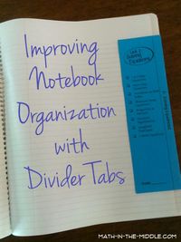 Today I’m sharing my newest step towards improved organization in the classroom: notebook divider tabs. (I got the idea from a blog post by Sarah Carter and knew that I wanted to modify them to work f