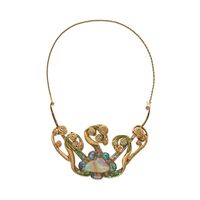 Louis Comfort Tiffany | Gold, Opal Demantoid Garnet and Colored Stone 'Medusa' Pendant-Necklace 路易·康福特·蒂芙尼 黃金鑲蛋白石及翠榴石「Medusa」吊墜項鏈 | Magnificent Jewels | | Sotheby's