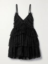 LOVESHACKFANCY Jude embellished ruffled tulle mini dress | NET-A-PORTER