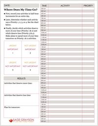 Free printable worksheet. Where Does My Time Go? Also, time management tips to help you prioritize.