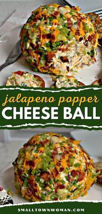 Here's a delicious party snack you don't want to miss! Filled with all of your favorite jalapeno popper flavors, this easy cheese ball recipe is the BEST. Serve it as a 4th of July appetizer!